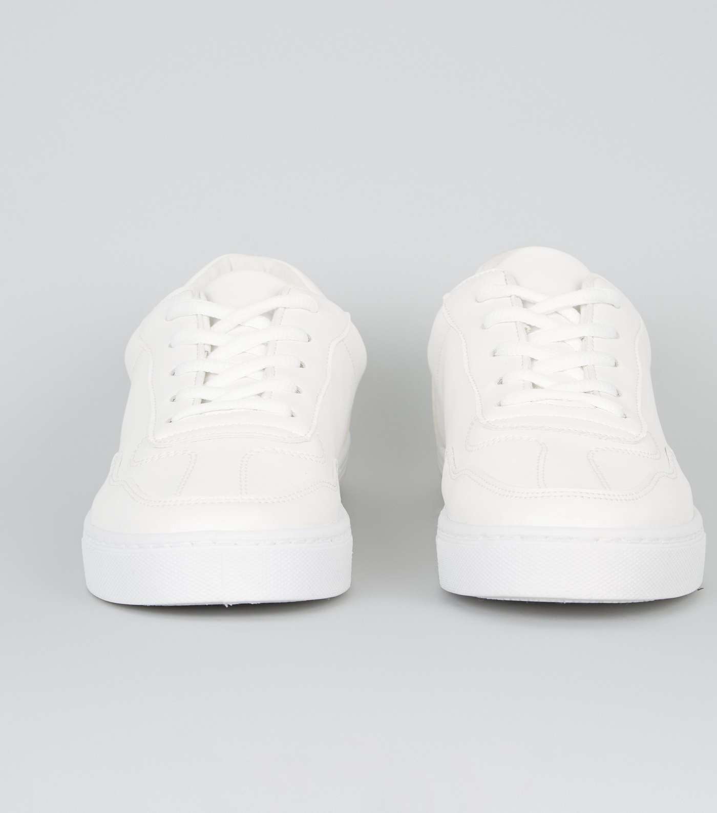 White Leather-Look Trainers Image 3