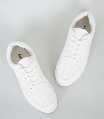 White Leather-Look Trainers | New Look