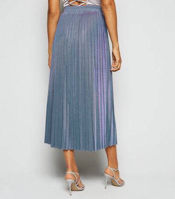 new look blue pleated skirt