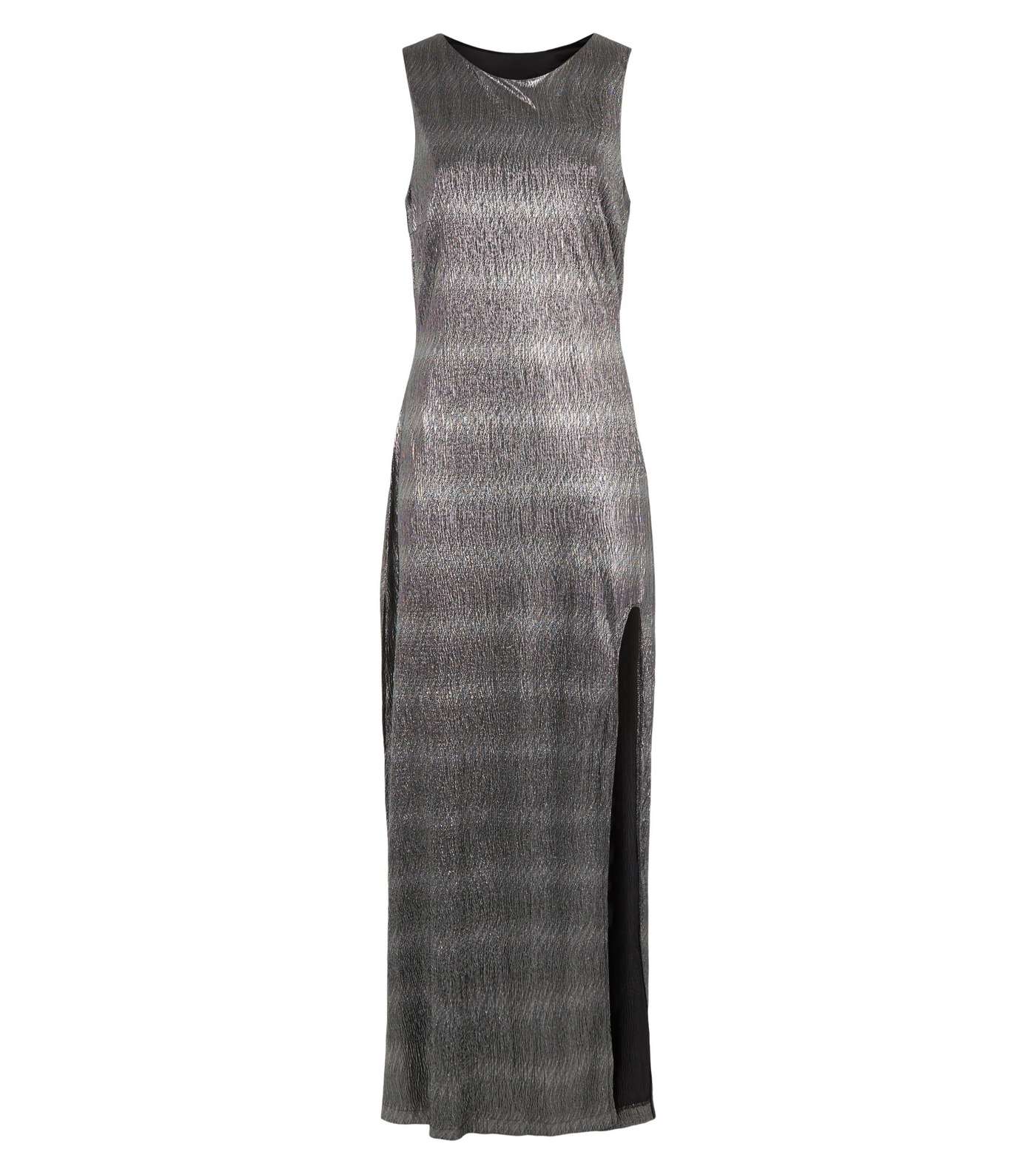 Mela Black Metallic Side Split Maxi Dress Image 4