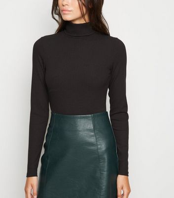 black polo neck bodysuit