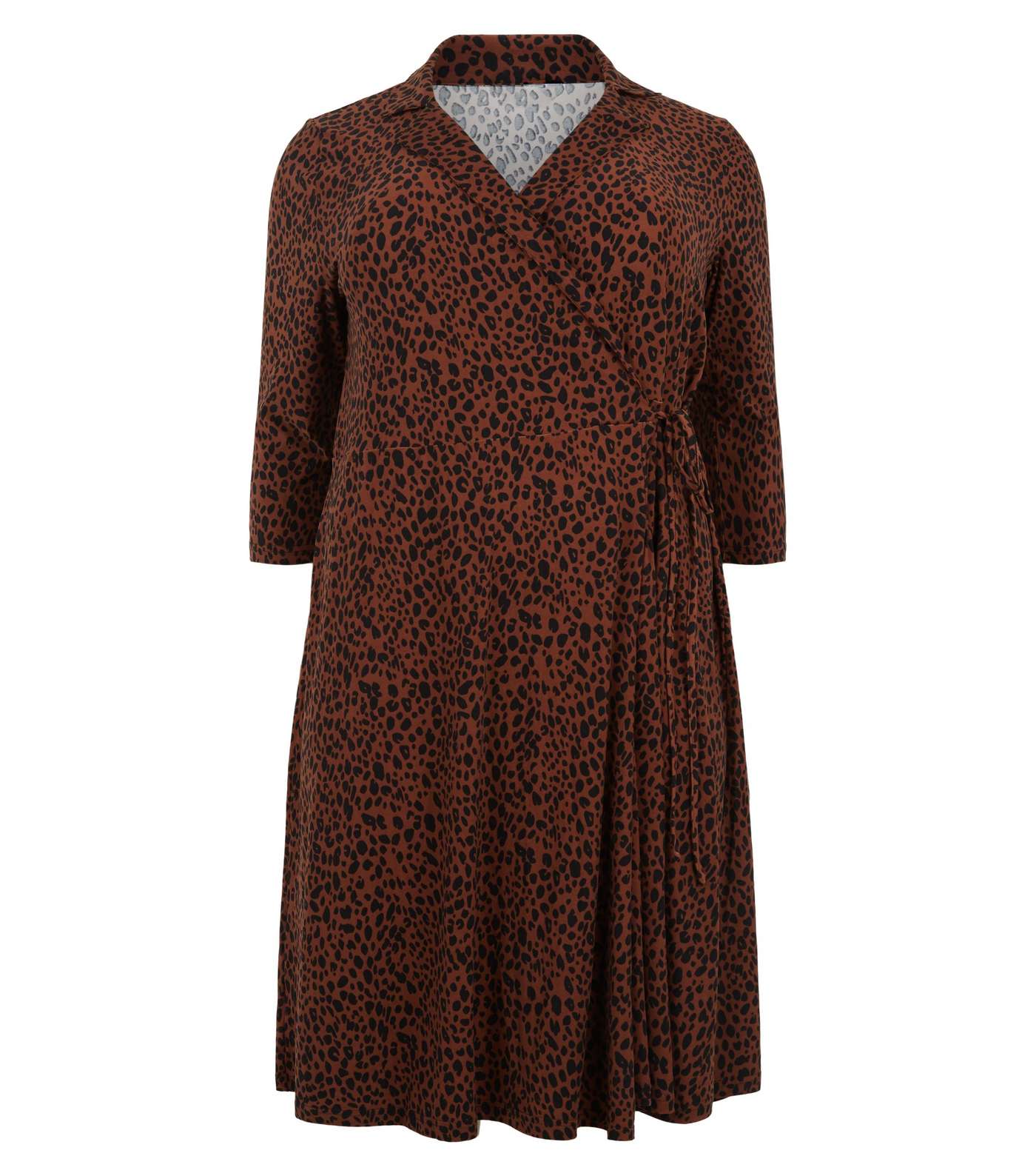 Blue Vanilla Curves Rust Leopard Print Wrap Dress Image 4