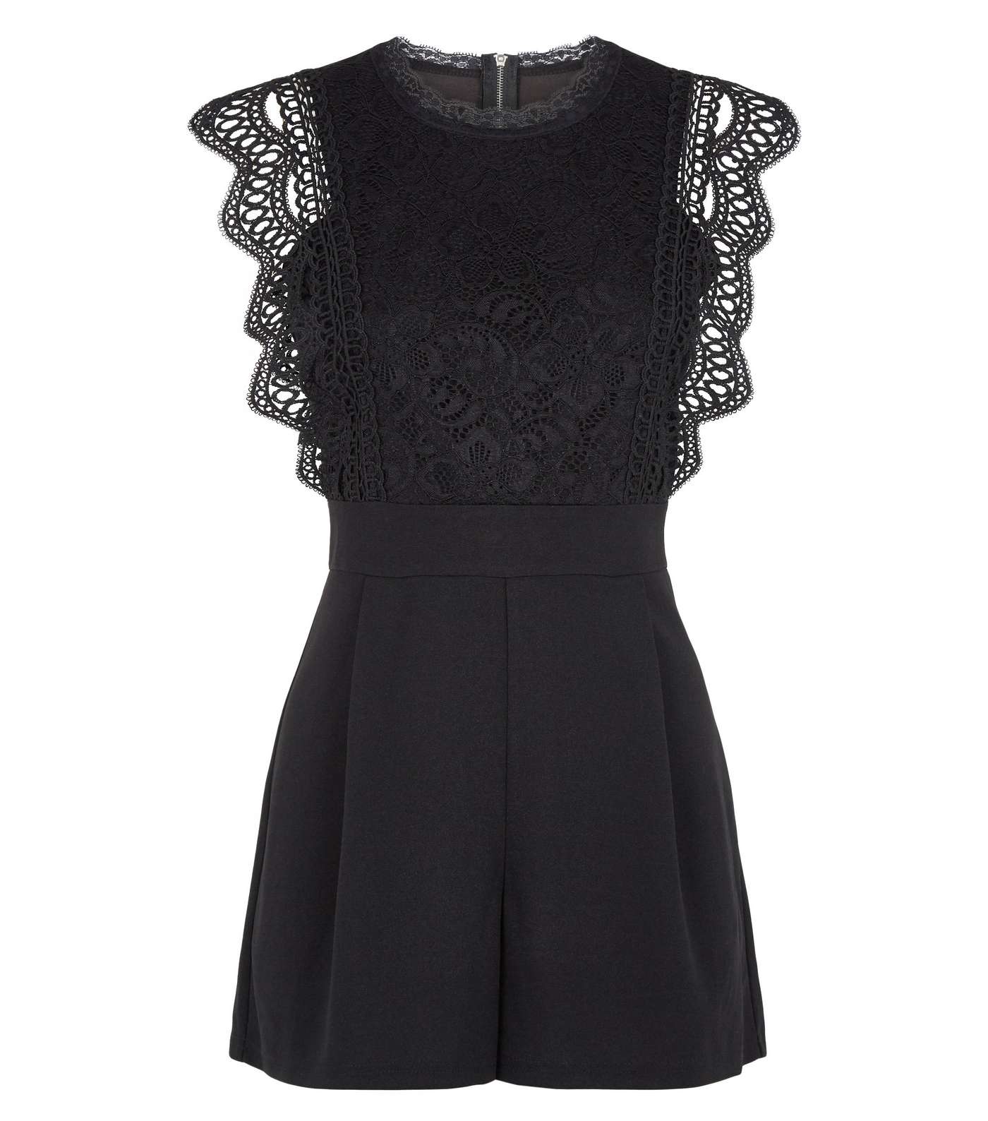Cameo Rose Black Lace Crochet Sleeve Playsuit Image 4