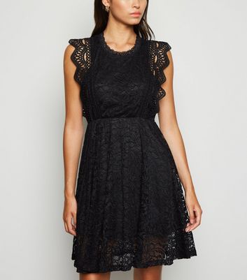 black lace crochet dress