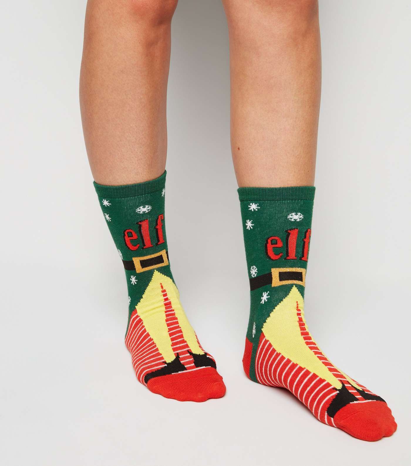 Green Christmas Elf Glitter Socks Image 2