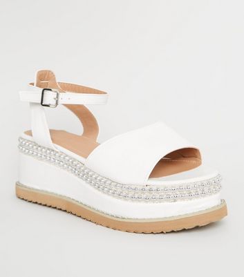 white wedge sandals new look