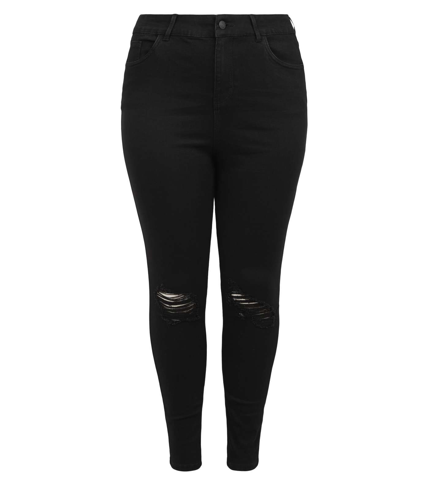 Curves Black 'Lift & Shape' Ripped Skinny Jeans Image 4