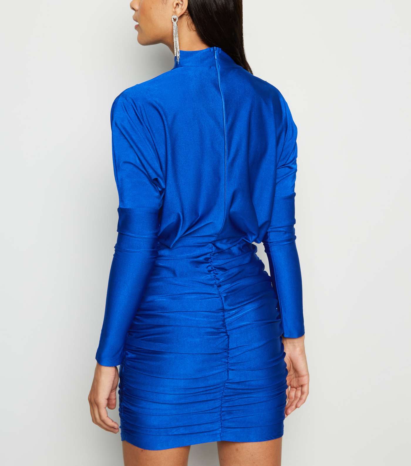 AX Paris Bright Blue Ruched High Neck Dress Image 5