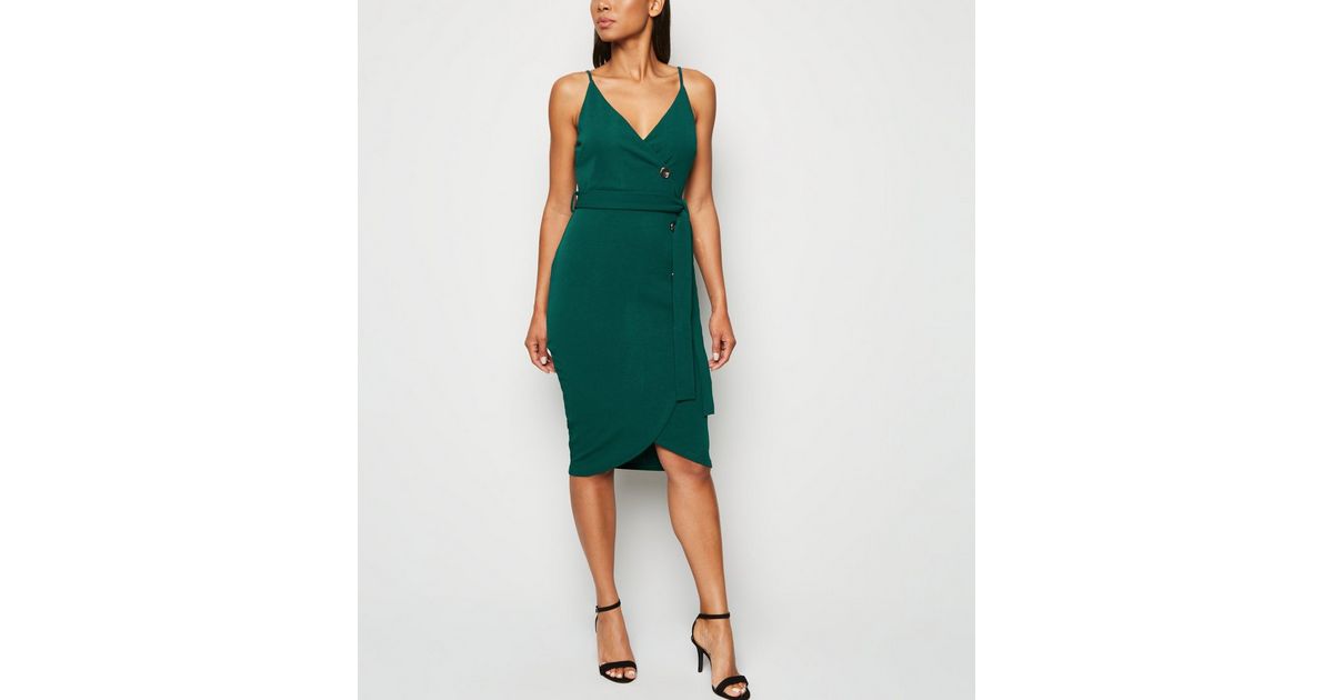 AX Paris Dark Green Wrap Dress New Look