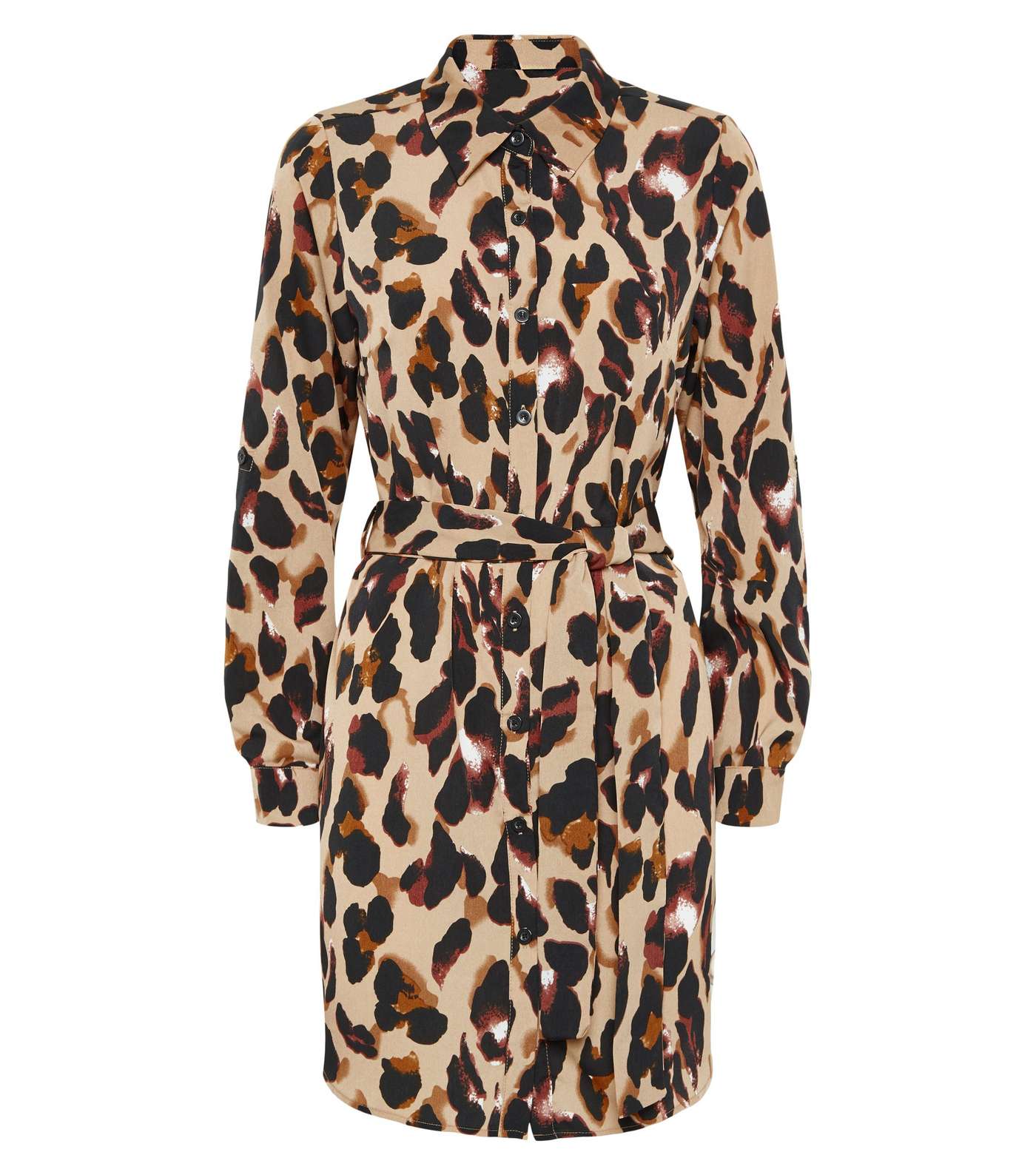 AX Paris Brown Leopard Print Shirt Dress Image 4