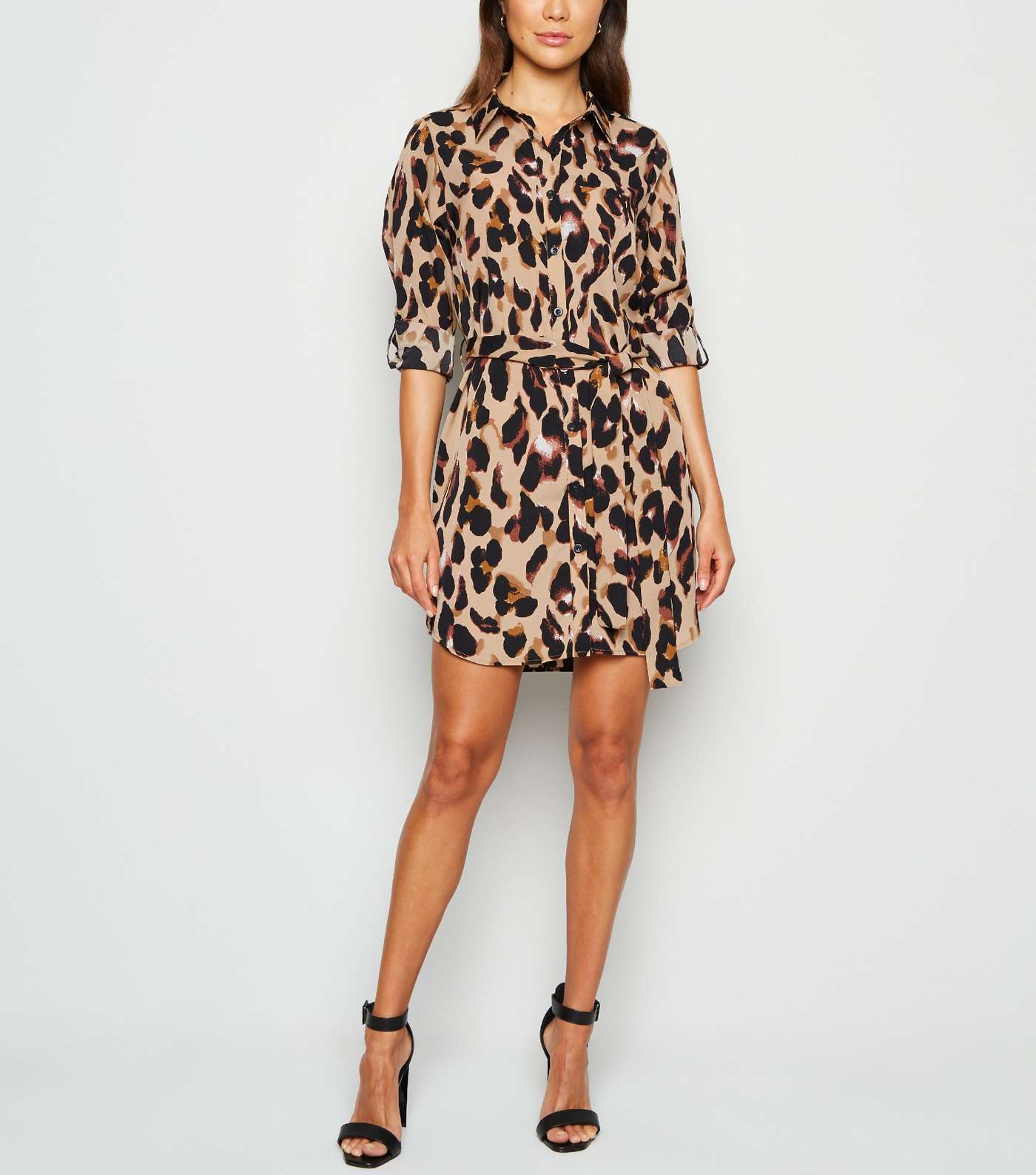 AX Paris Brown Leopard Print Shirt Dress Image 2