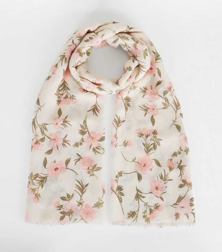 Off White Floral Scarf 