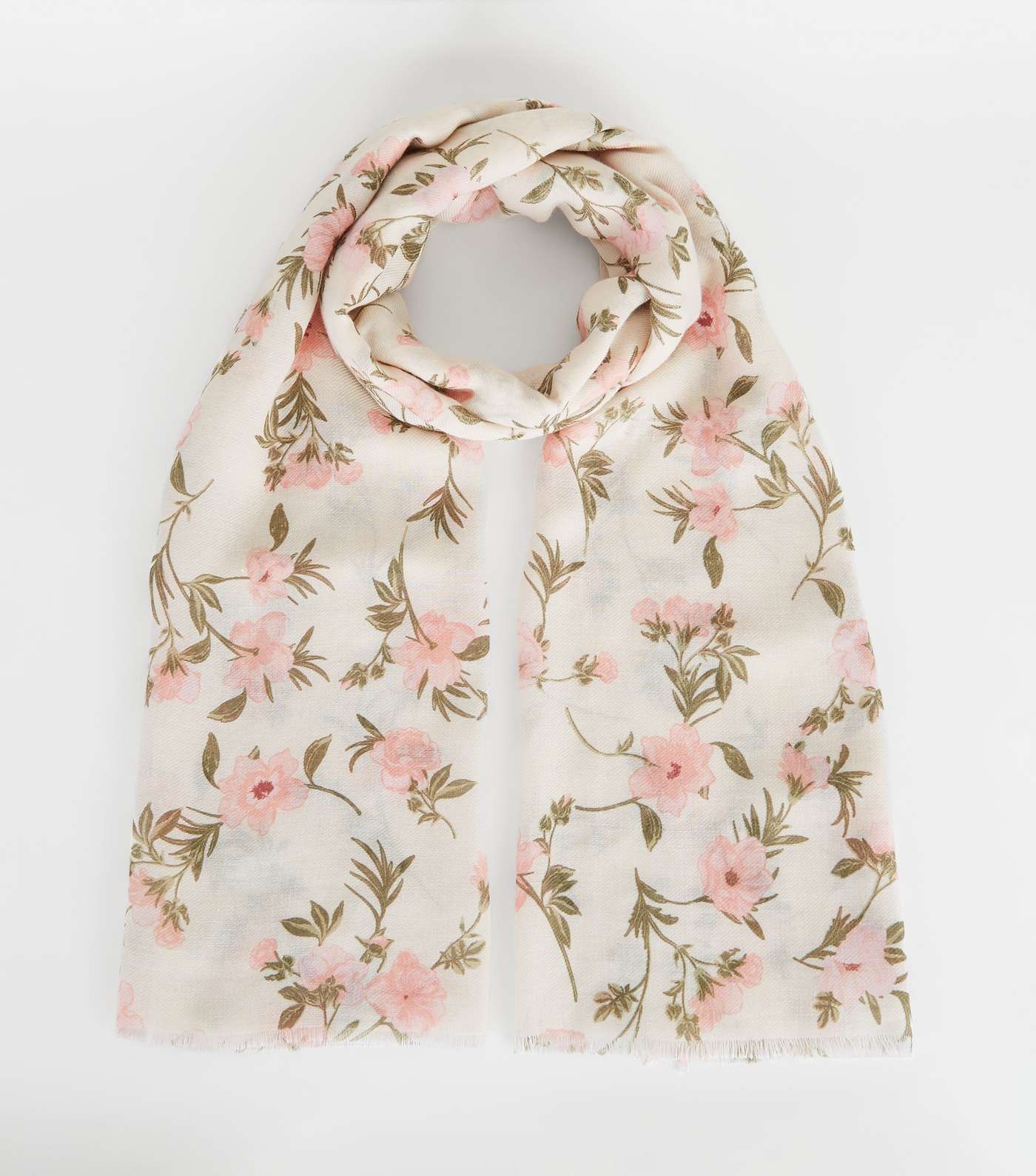 Off White Floral Scarf 