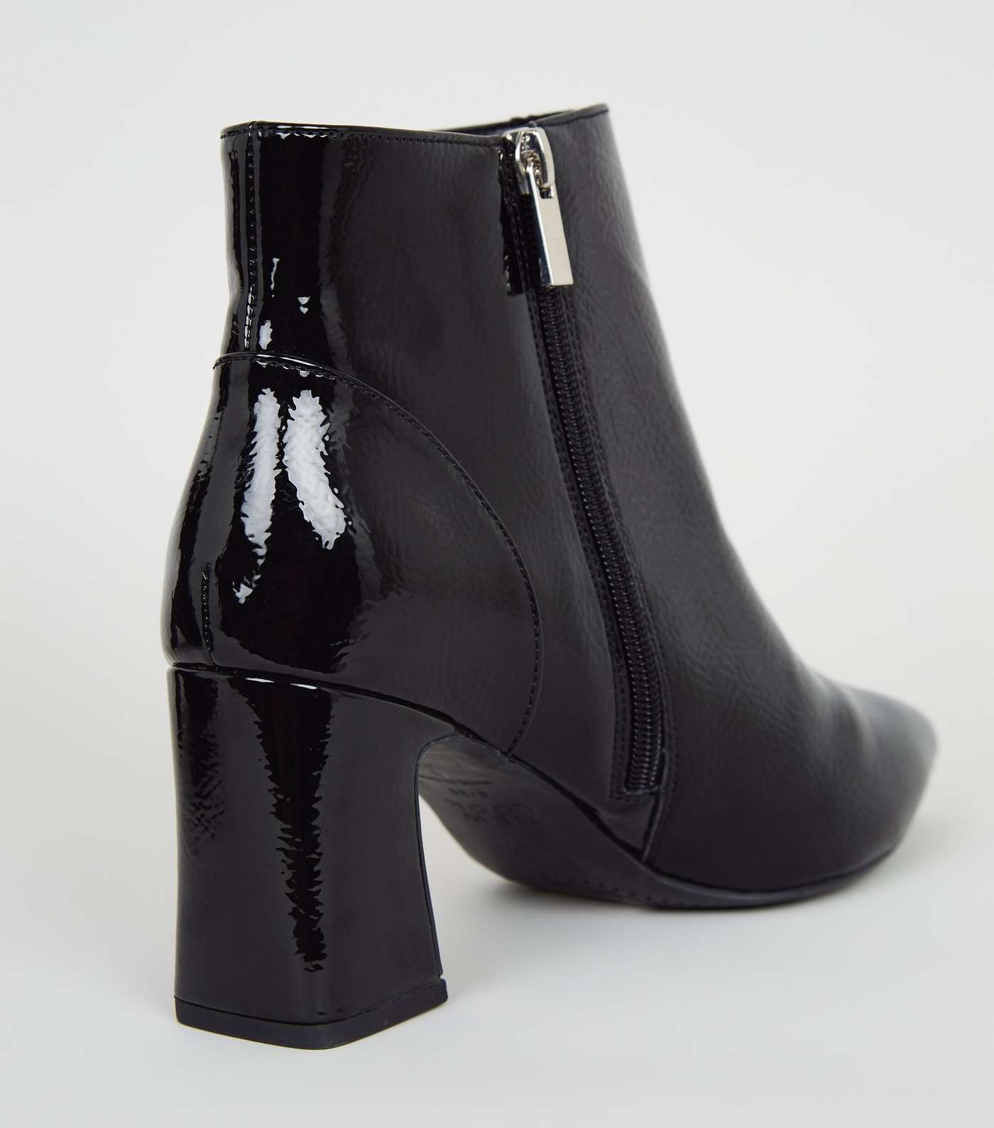 Wide Fit Black Crinkle Patent Pointed Boots Image 4