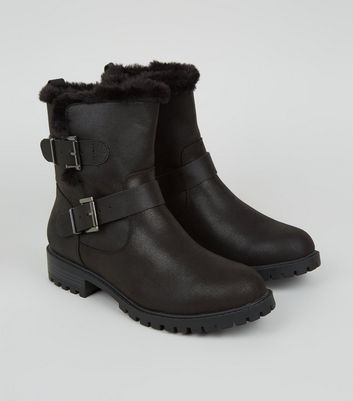 ladies wide fit fur lined ankle boots