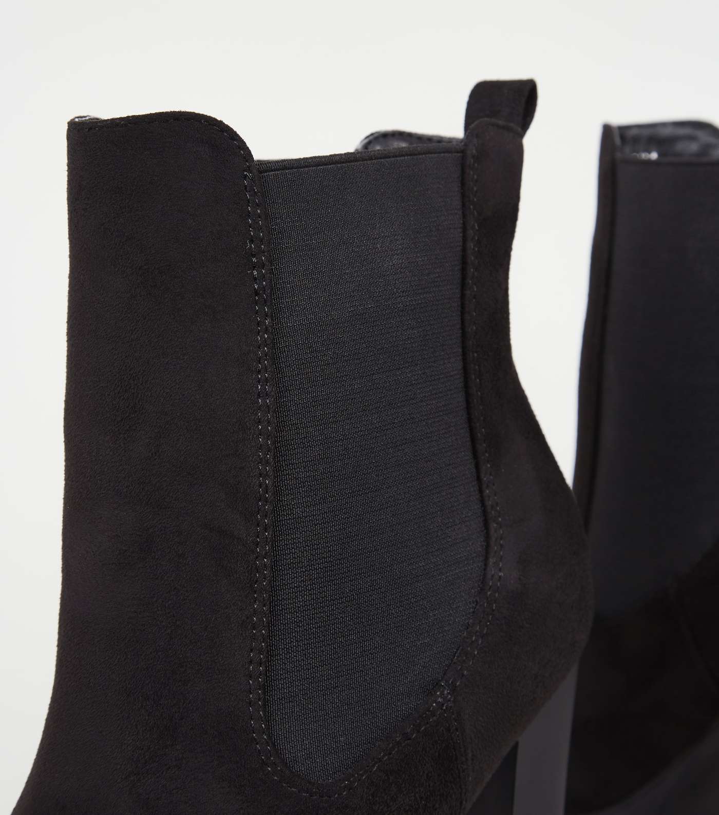Black Suedette Chunky Platform Chelsea Boots Image 3