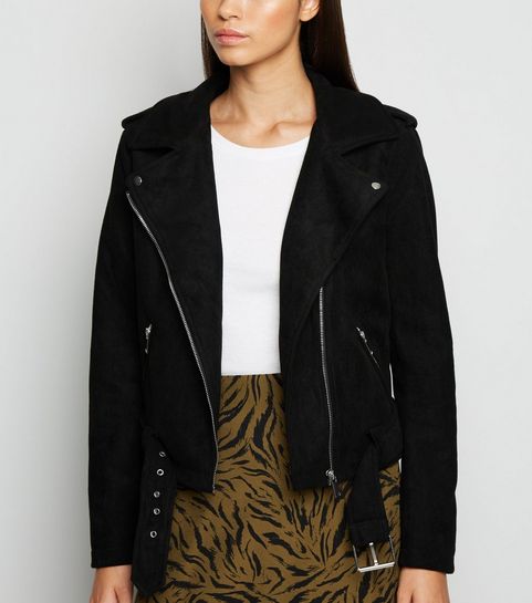 Black Suedette Biker Jacket