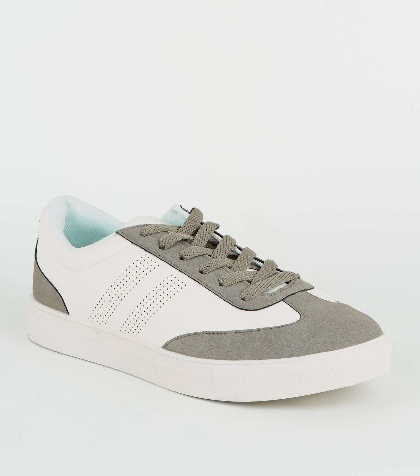 White Panelled Lace Up Trainers