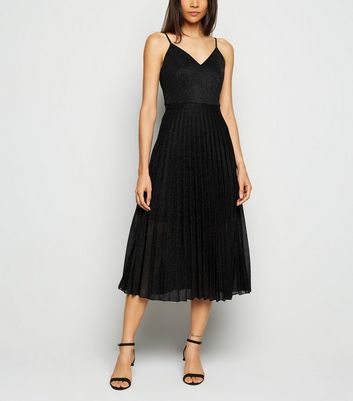 Black pleated hotsell dress new look