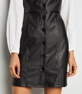 new look leather pinafore