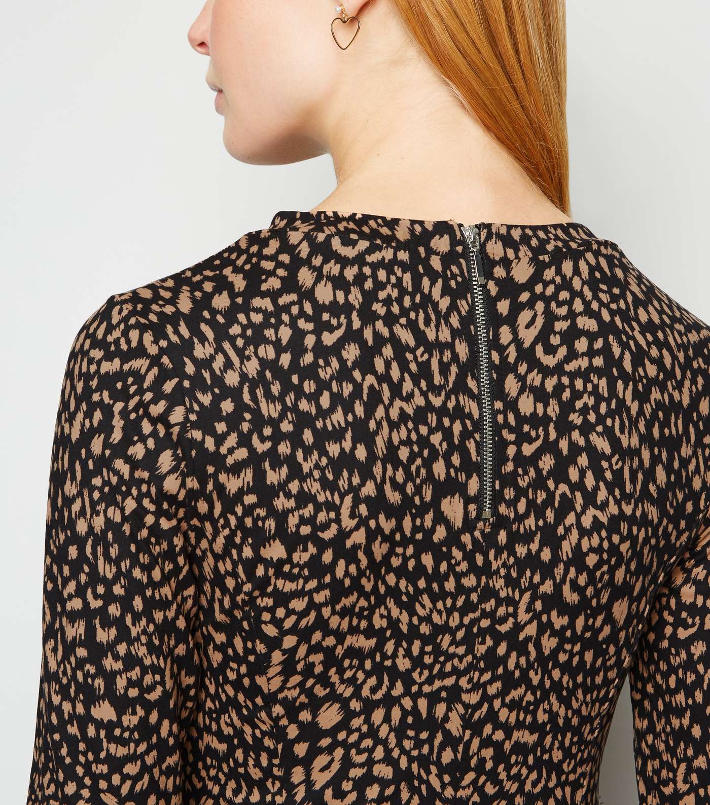 Black Leopard Print Long Sleeve Dress Image 5