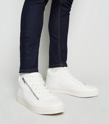 Mens white deals zip trainers