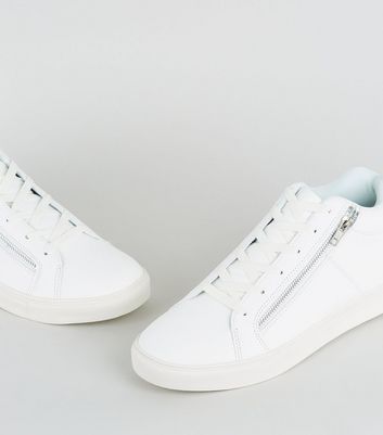 mens white leather trainers