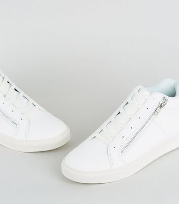 mens leather trainers white