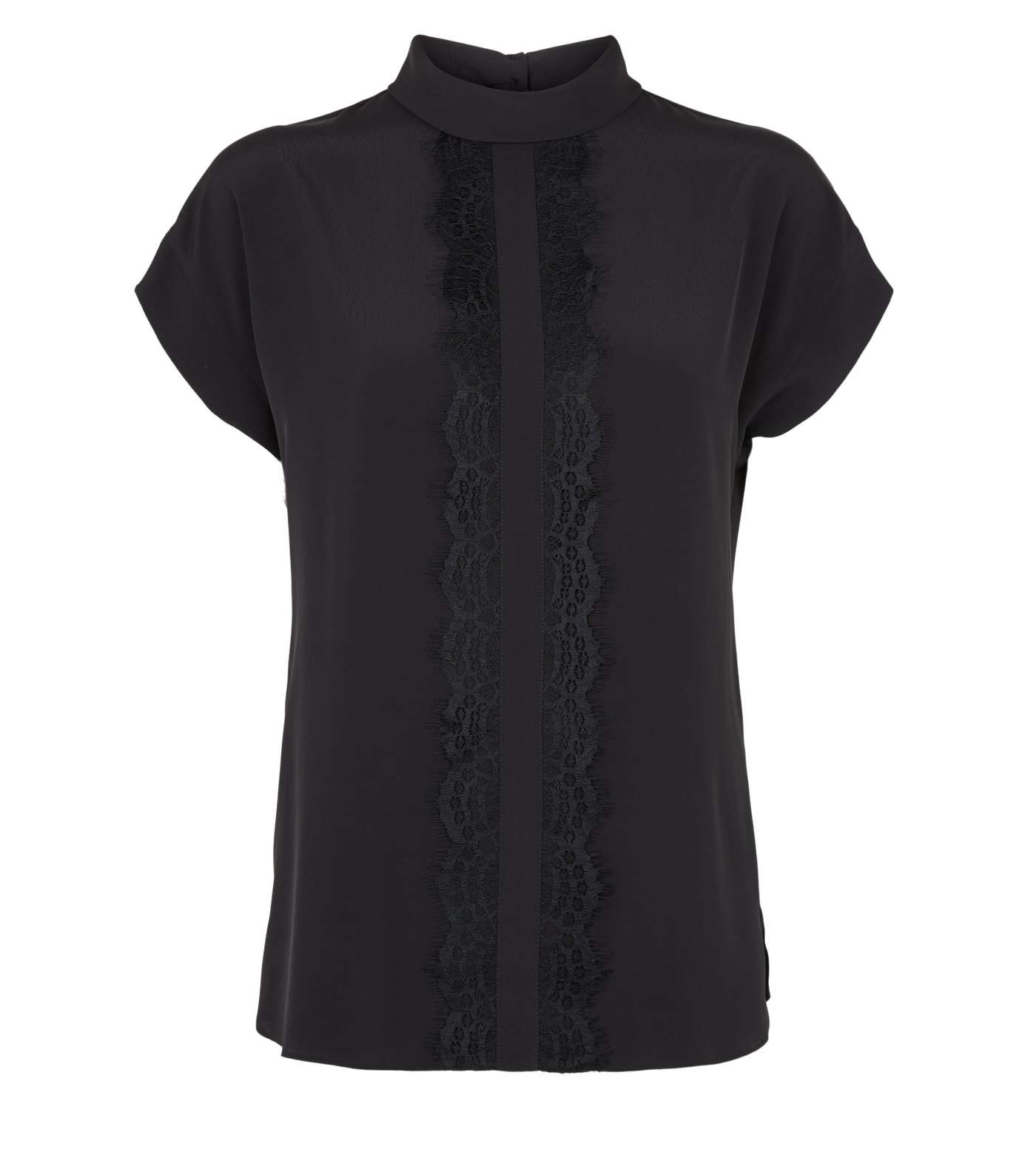 Black Lace Panel Roll Neck Top Image 4