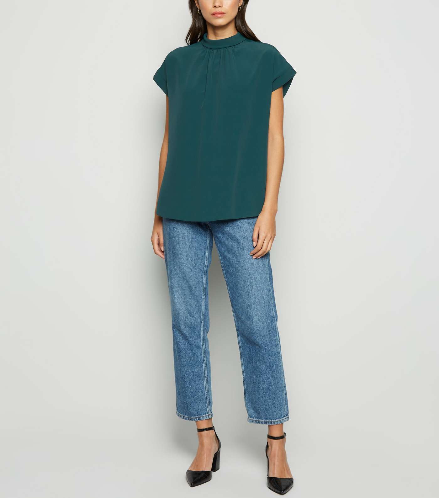 Green Roll Neck Tie Back Blouse Image 2
