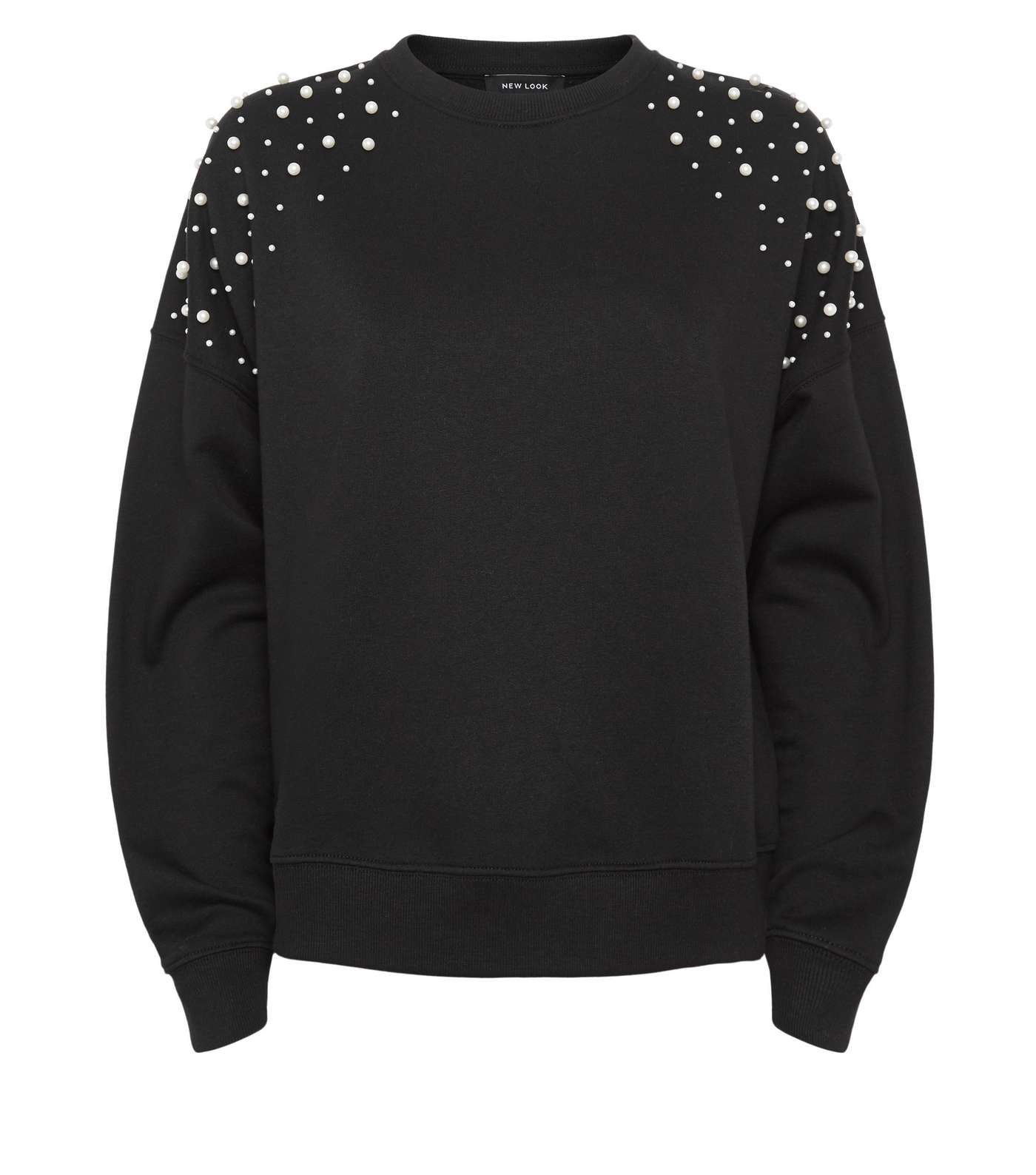 Black Faux Pearl Embellished Sweatshirt Image 4