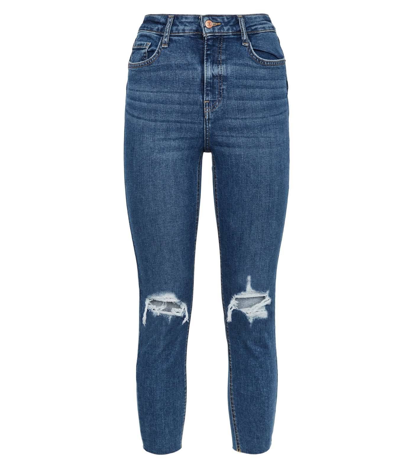 Petite Blue 'Lift & Shape' Ripped Jenna Skinny Jeans Image 4