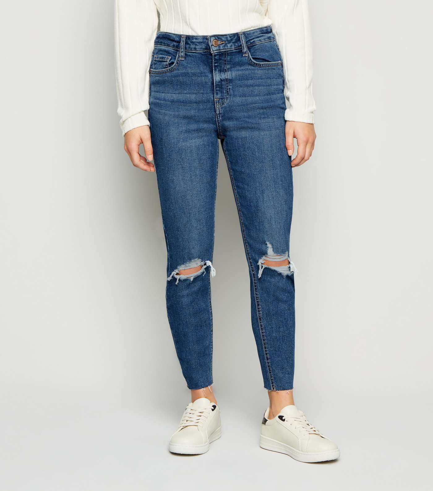 Petite Blue 'Lift & Shape' Ripped Jenna Skinny Jeans Image 2
