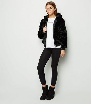 Girls Black Fleece Lined Leggings | New 