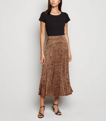 new look brown leopard print midi wrap skirt