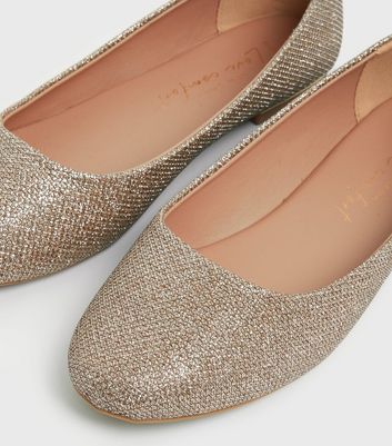 gold wide fit ballet pumps