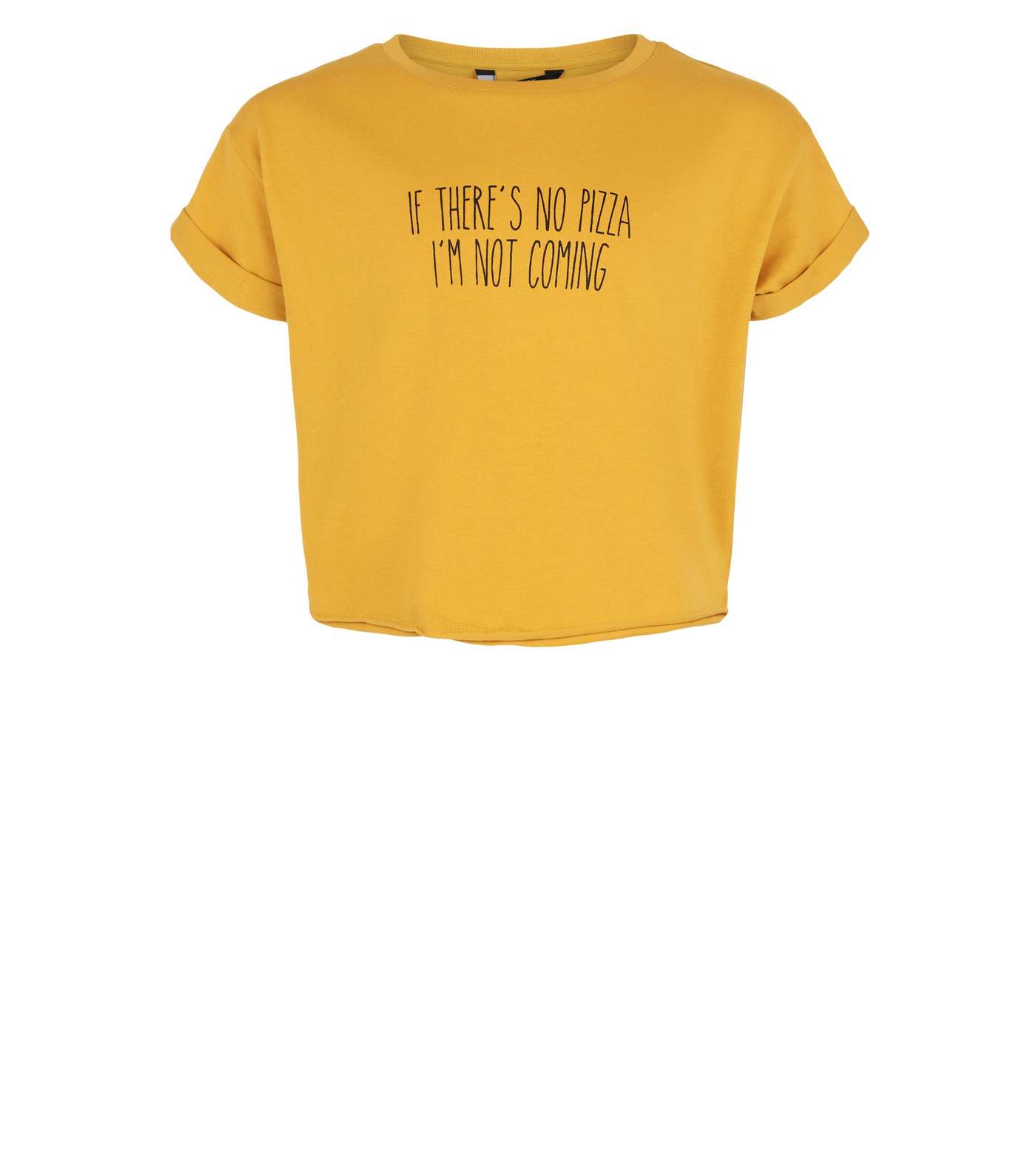Girls Mustard No Pizza Slogan T-shirt Image 4