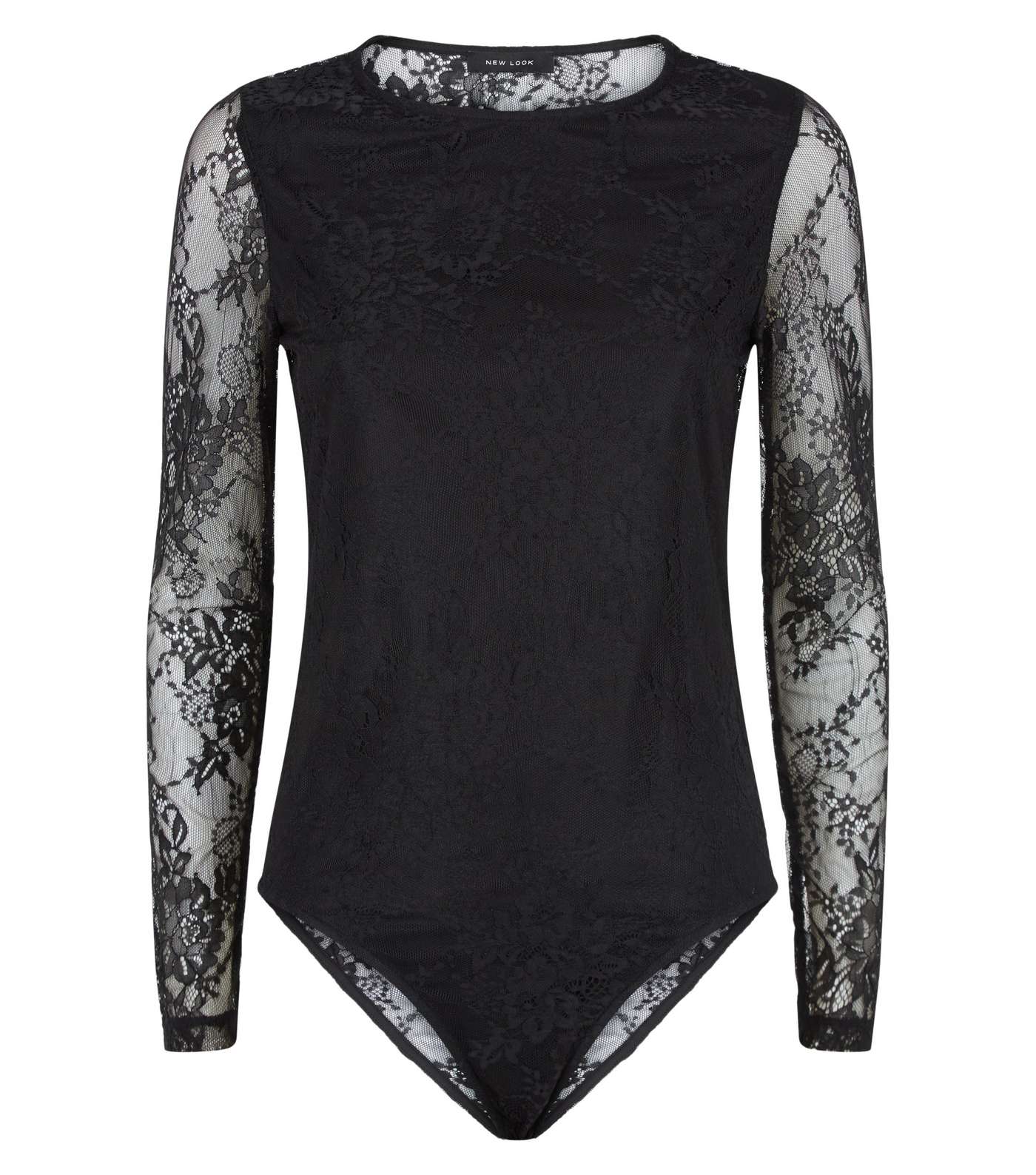 Black Lace Long Sleeve Bodysuit Image 4