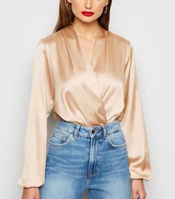 satin wrap bodysuit