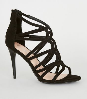 Black Strappy Stiletto Heel Sandals | New Look