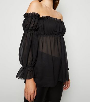 black bardot evening top