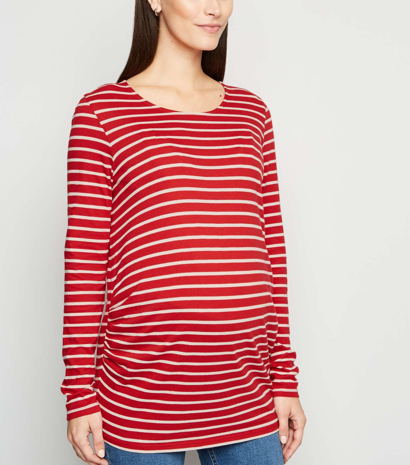 Maternity Red Stripe Long Sleeve Top