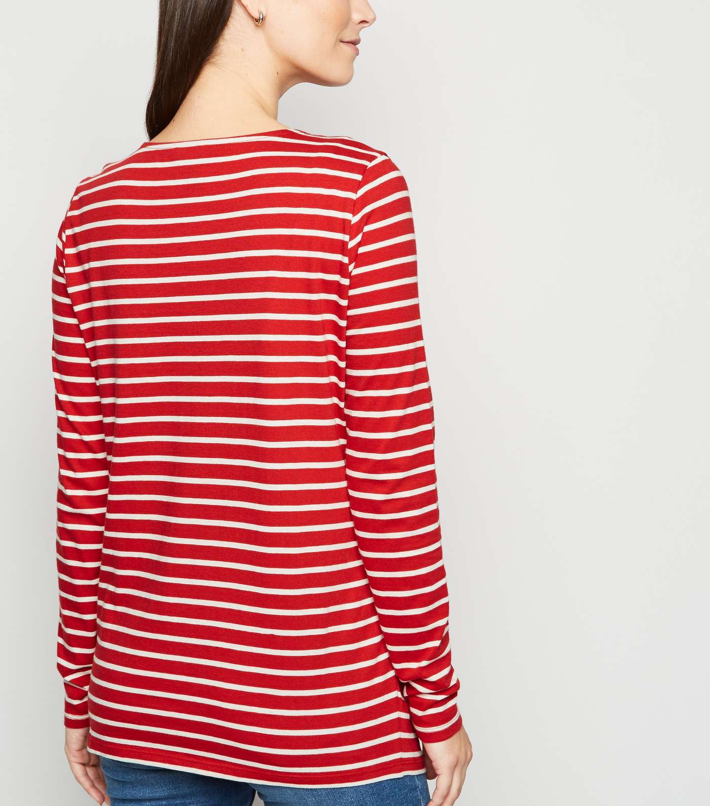 Maternity Red Stripe Long Sleeve Top Image 3