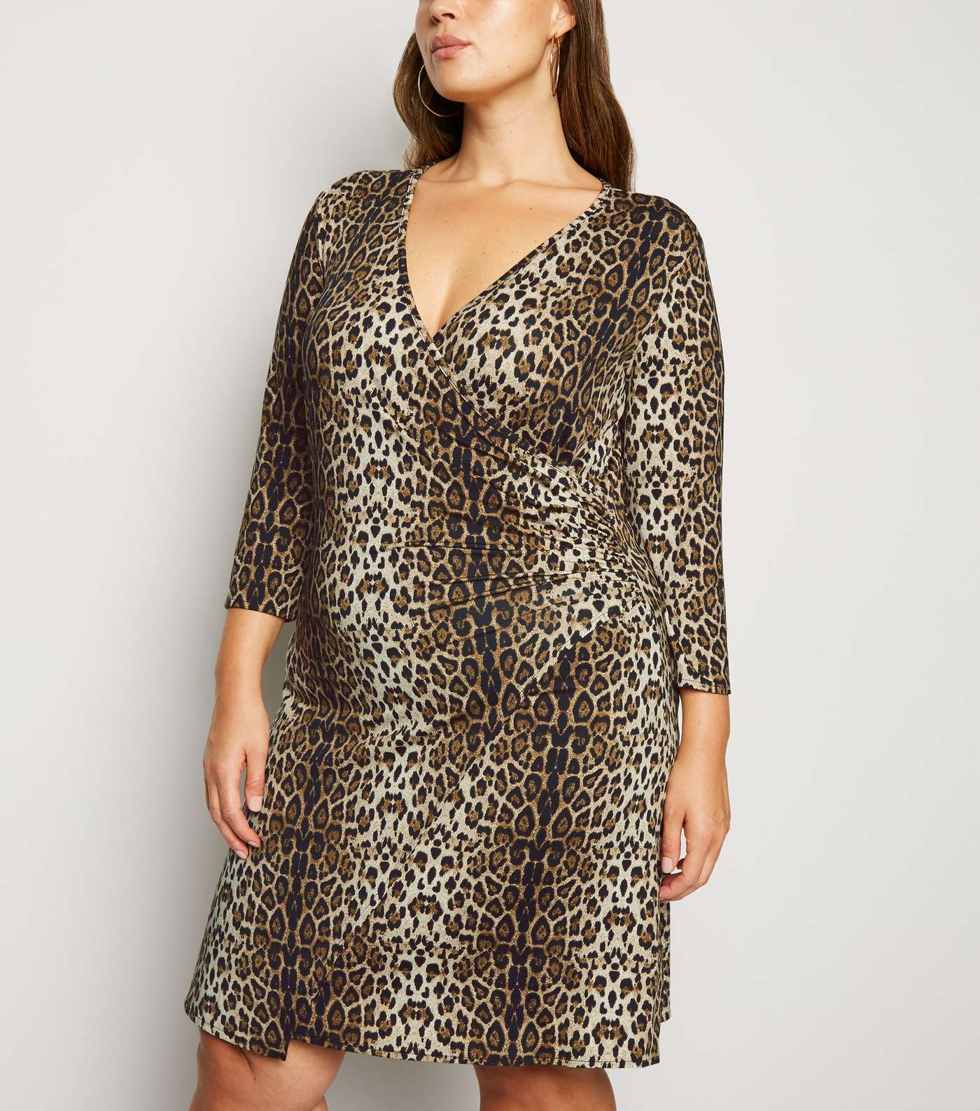 Mela Curves Brown Leopard Print Wrap Dress