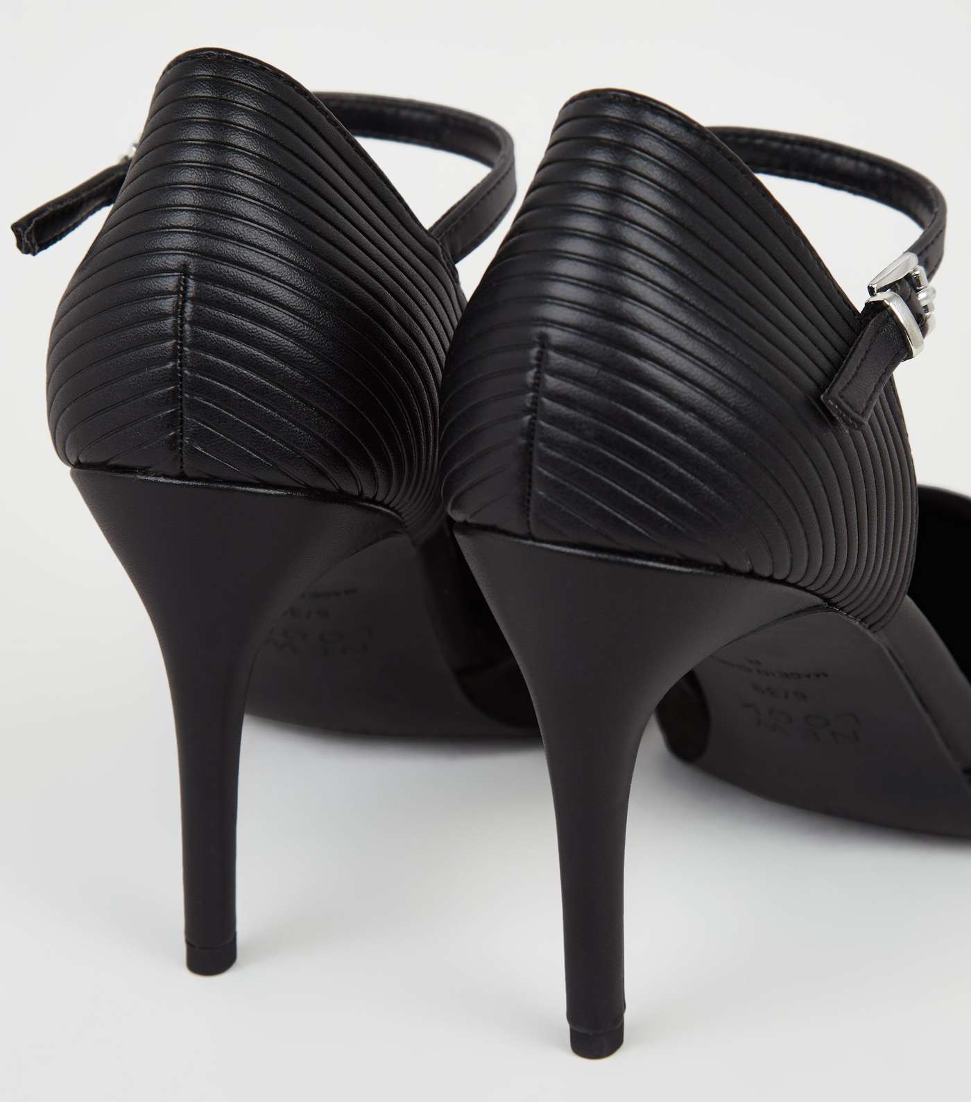 Black Suedette 2 Part Stiletto Court Shoes Image 4