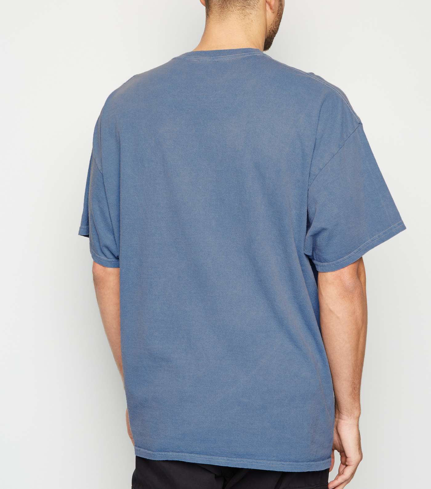 Blue Overdyed Motif Oversized T-Shirt Image 3