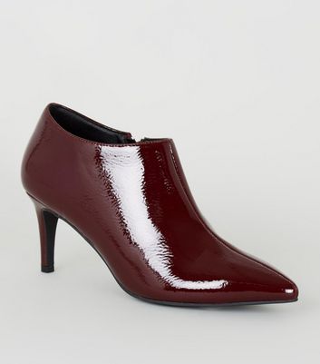 Dark red cheap patent boots