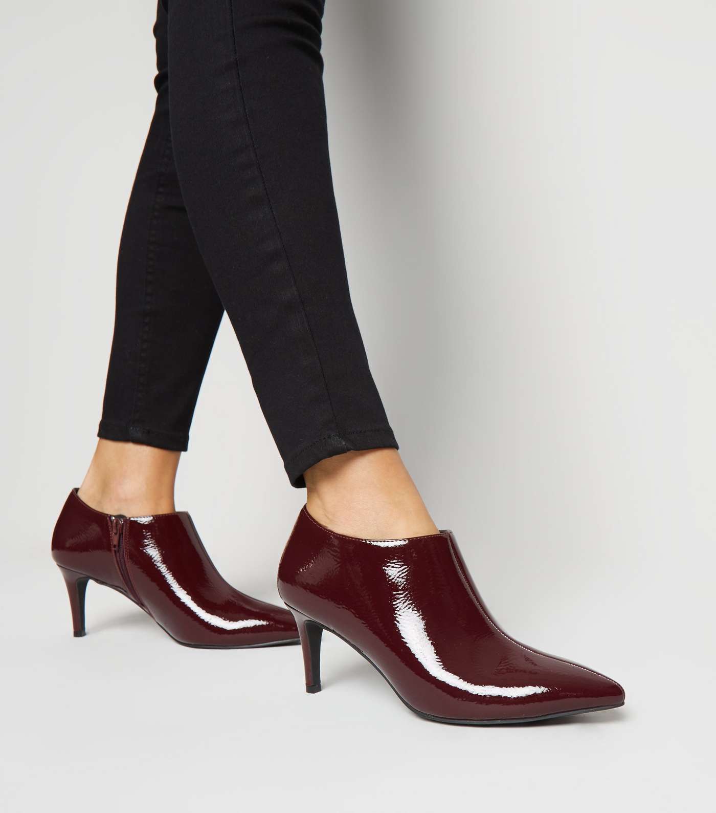 Dark Red Patent Pointed Shoe Boots Image 2