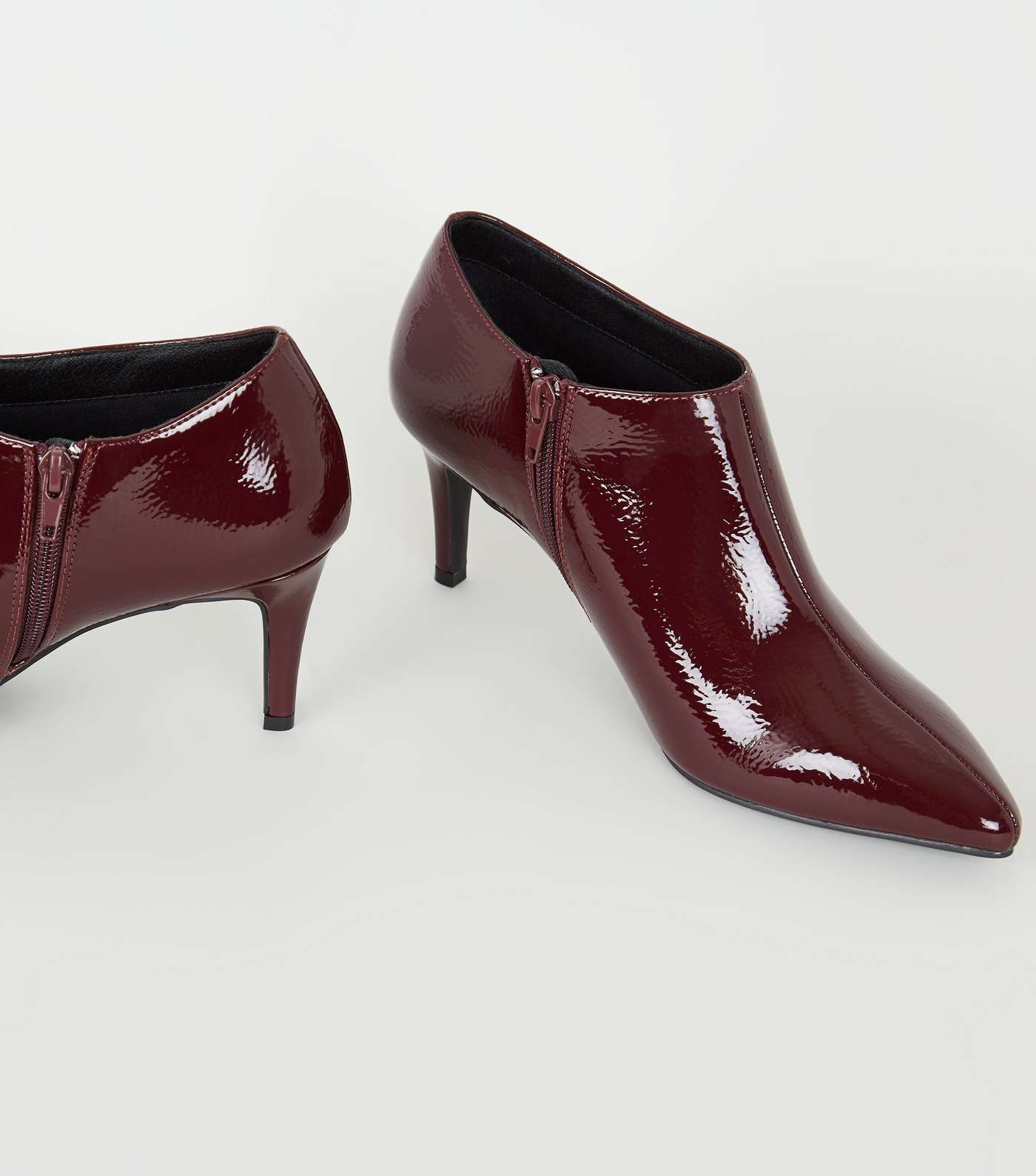 Dark Red Patent Pointed Shoe Boots Image 4