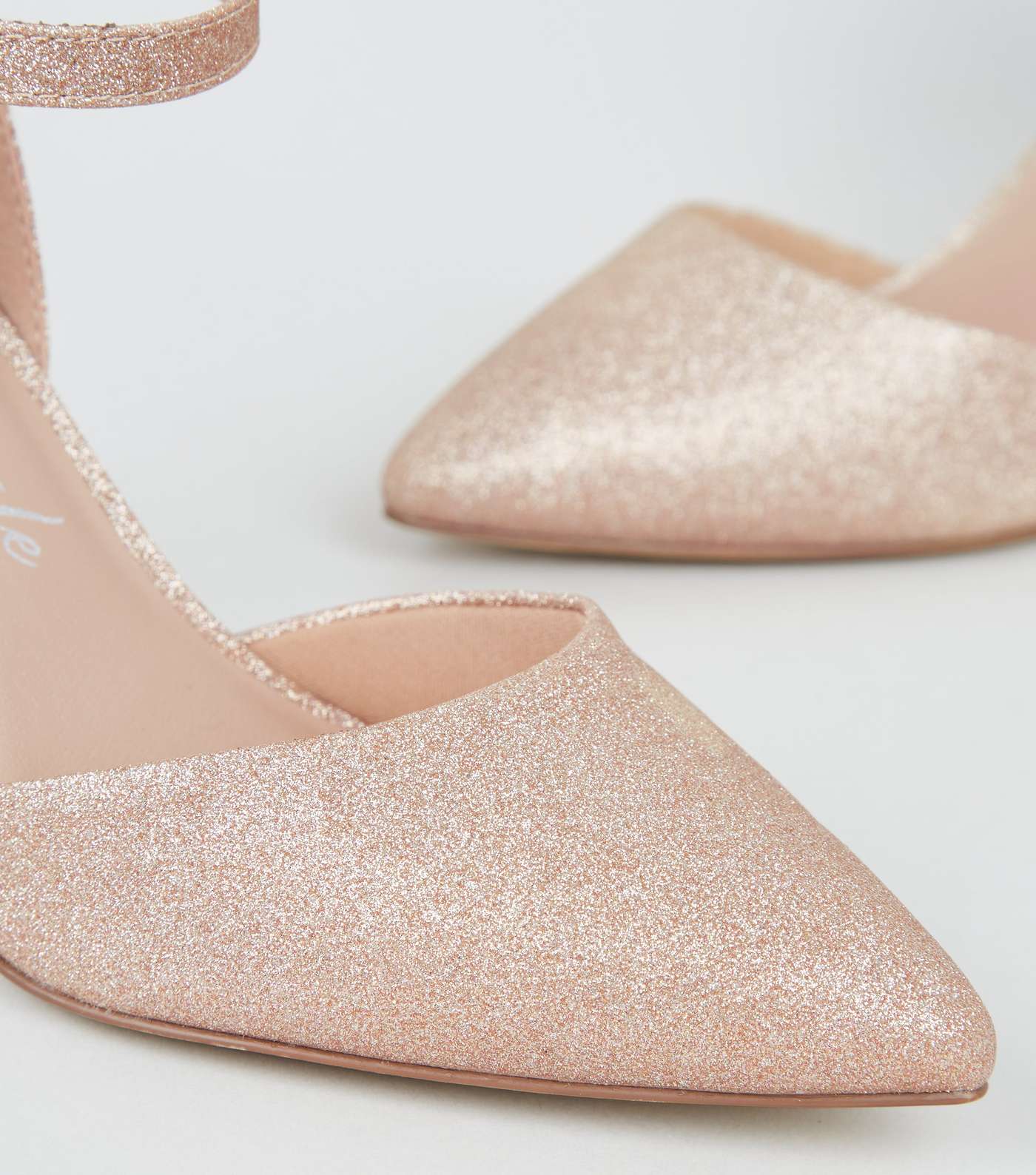 Wide Fit Rose Gold Glitter 2 Part Court Shoes Image 3